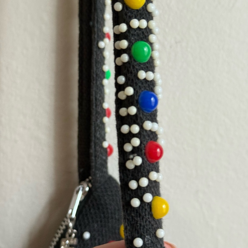 Beaded Fringe Bag Black Colorful Beads Vintage Vibes 60s 70s Boho-Inspired - Picture 4 of 9